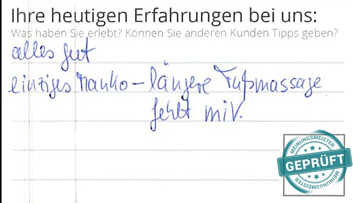 Digitalisierter Text des Meinungsmeister Bewertungsbogens