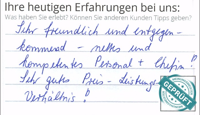 Digitalisierter Text des Meinungsmeister Bewertungsbogens