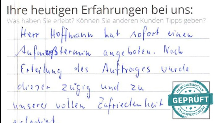 Digitalisierter Text des Meinungsmeister Bewertungsbogens