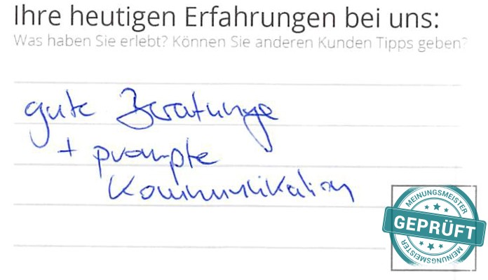 Digitalisierter Text des Meinungsmeister Bewertungsbogens