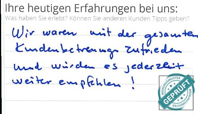 Digitalisierter Text des Meinungsmeister Bewertungsbogens