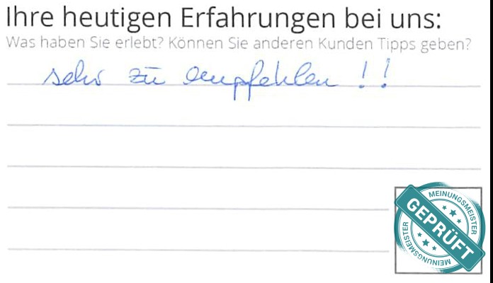 Digitalisierter Text des Meinungsmeister Bewertungsbogens