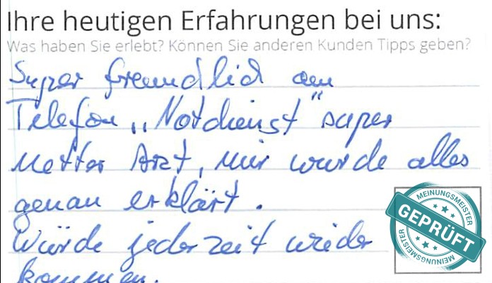 Digitalisierter Text des Meinungsmeister Bewertungsbogens