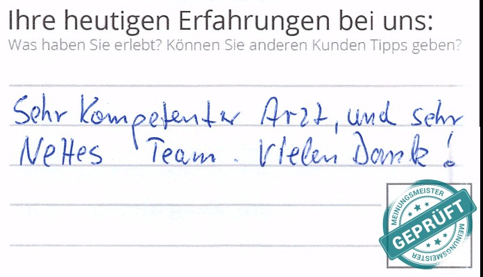 Digitalisierter Text des Meinungsmeister Bewertungsbogens