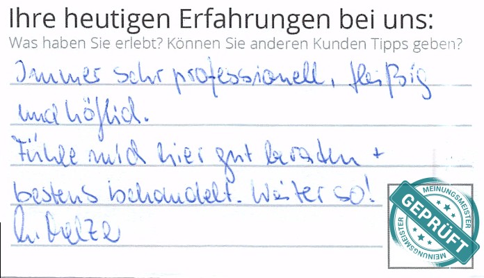 Digitalisierter Text des Meinungsmeister Bewertungsbogens