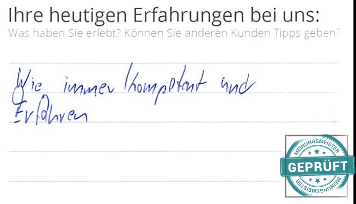 Digitalisierter Text des Meinungsmeister Bewertungsbogens