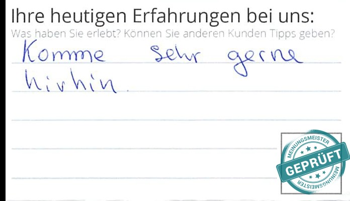 Digitalisierter Text des Meinungsmeister Bewertungsbogens