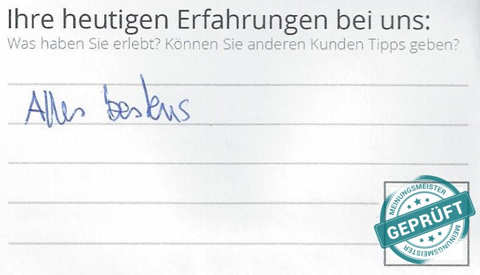 Digitalisierter Text des Meinungsmeister Bewertungsbogens