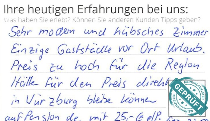 Digitalisierter Text des Meinungsmeister Bewertungsbogens