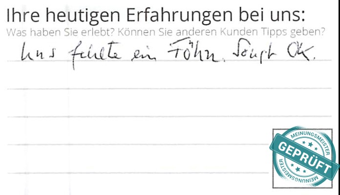 Digitalisierter Text des Meinungsmeister Bewertungsbogens