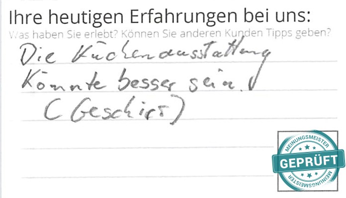 Digitalisierter Text des Meinungsmeister Bewertungsbogens