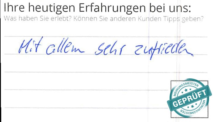 Digitalisierter Text des Meinungsmeister Bewertungsbogens