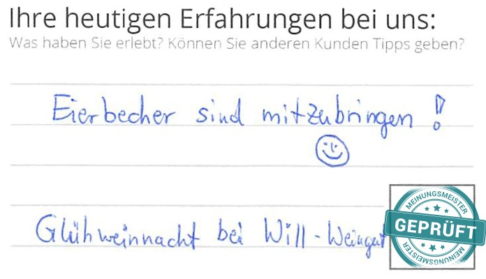 Digitalisierter Text des Meinungsmeister Bewertungsbogens