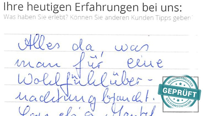 Digitalisierter Text des Meinungsmeister Bewertungsbogens