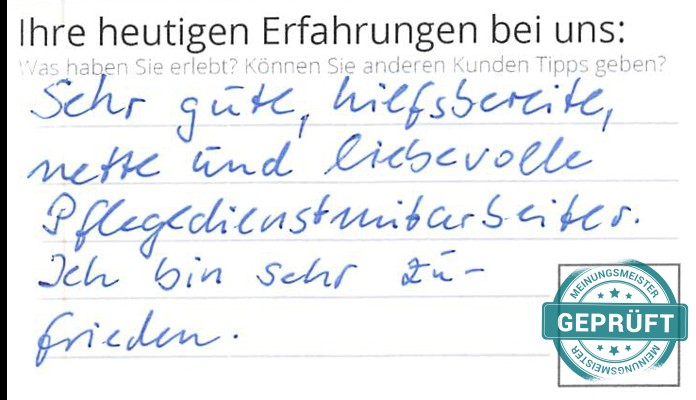 Digitalisierter Text des Meinungsmeister Bewertungsbogens