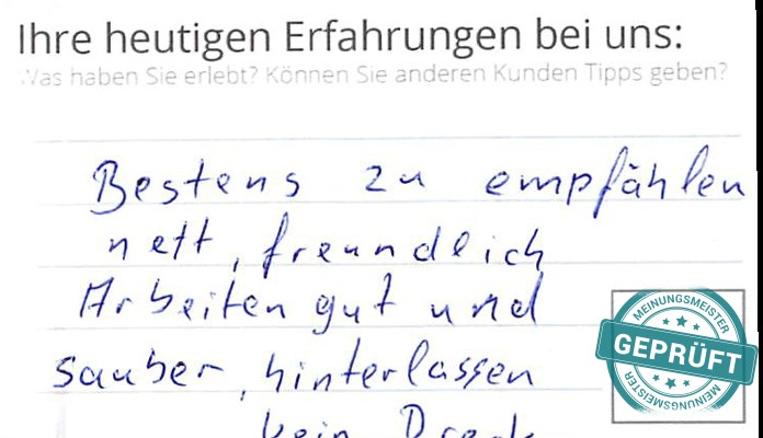 Digitalisierter Text des Meinungsmeister Bewertungsbogens