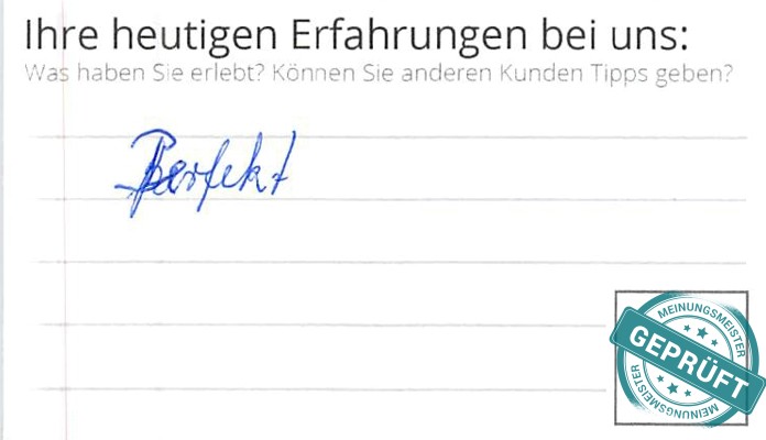 Digitalisierter Text des Meinungsmeister Bewertungsbogens