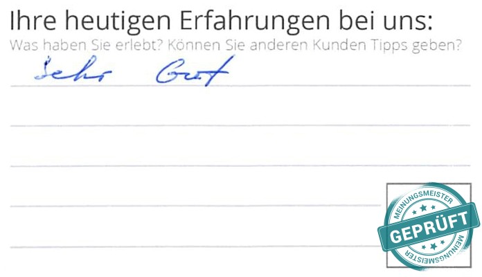 Digitalisierter Text des Meinungsmeister Bewertungsbogens