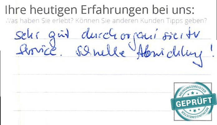 Digitalisierter Text des Meinungsmeister Bewertungsbogens