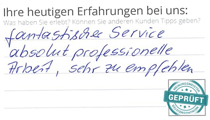 Digitalisierter Text des Meinungsmeister Bewertungsbogens