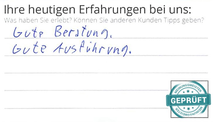 Digitalisierter Text des Meinungsmeister Bewertungsbogens