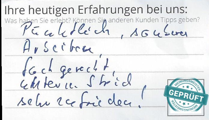 Digitalisierter Text des Meinungsmeister Bewertungsbogens