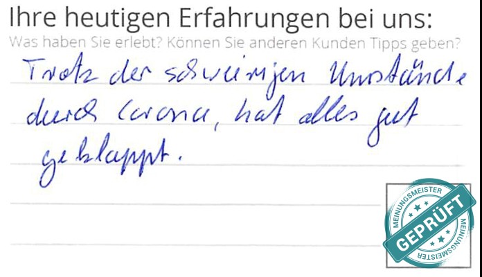 Digitalisierter Text des Meinungsmeister Bewertungsbogens