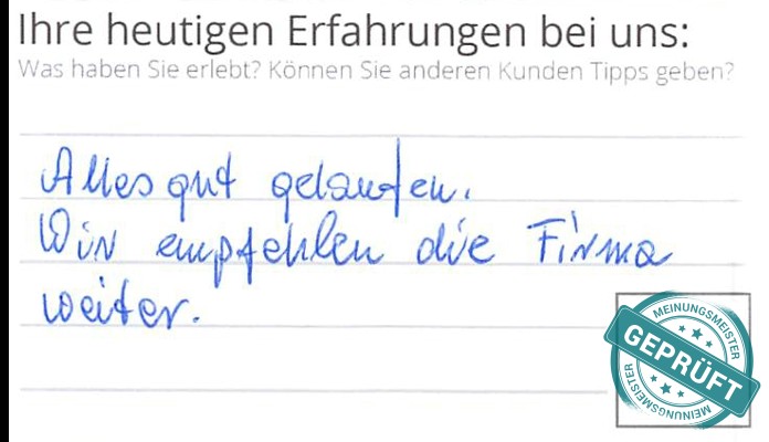 Digitalisierter Text des Meinungsmeister Bewertungsbogens