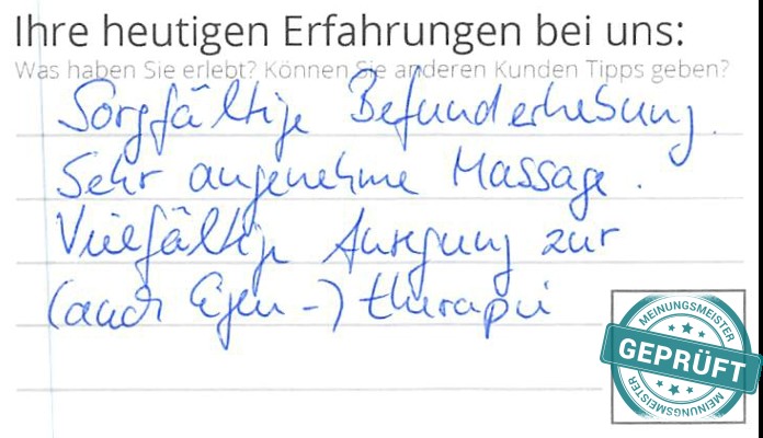 Digitalisierter Text des Meinungsmeister Bewertungsbogens