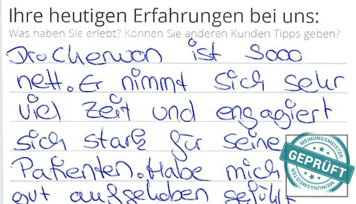 Digitalisierter Text des Meinungsmeister Bewertungsbogens