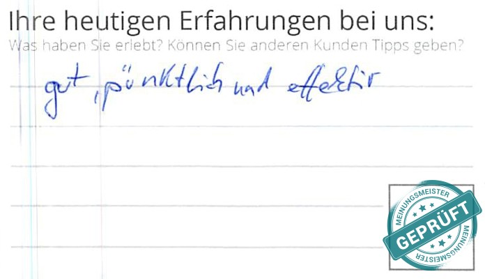 Digitalisierter Text des Meinungsmeister Bewertungsbogens