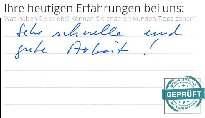 Digitalisierter Text des Meinungsmeister Bewertungsbogens