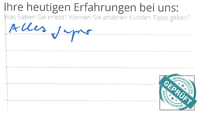 Digitalisierter Text des Meinungsmeister Bewertungsbogens