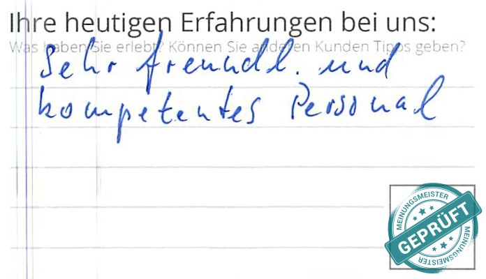 Digitalisierter Text des Meinungsmeister Bewertungsbogens