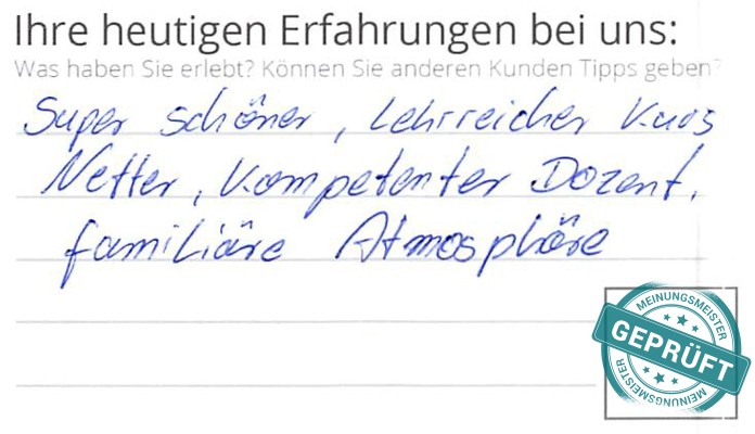 Digitalisierter Text des Meinungsmeister Bewertungsbogens