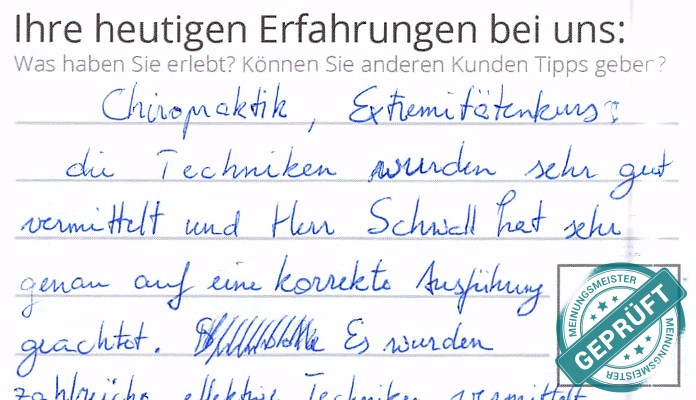 Digitalisierter Text des Meinungsmeister Bewertungsbogens