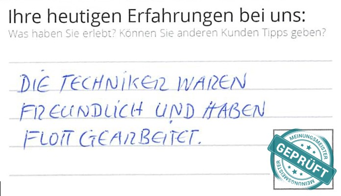 Digitalisierter Text des Meinungsmeister Bewertungsbogens