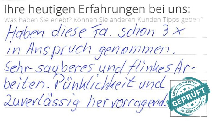 Digitalisierter Text des Meinungsmeister Bewertungsbogens