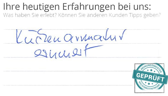 Digitalisierter Text des Meinungsmeister Bewertungsbogens