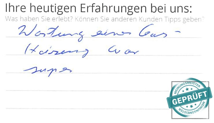 Digitalisierter Text des Meinungsmeister Bewertungsbogens