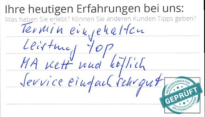 Digitalisierter Text des Meinungsmeister Bewertungsbogens