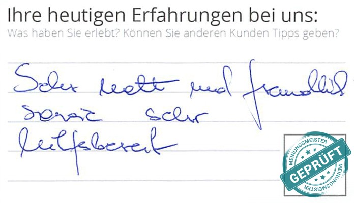 Digitalisierter Text des Meinungsmeister Bewertungsbogens