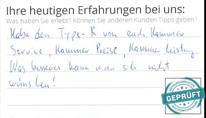 Digitalisierter Text des Meinungsmeister Bewertungsbogens