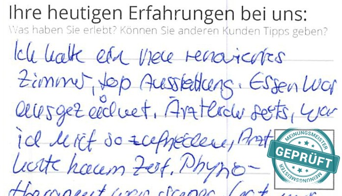 Digitalisierter Text des Meinungsmeister Bewertungsbogens