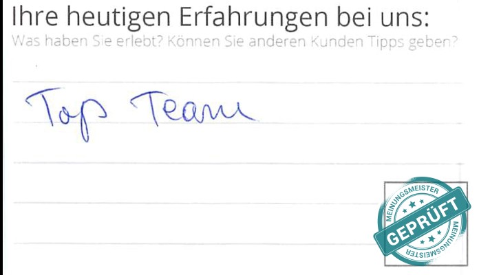 Digitalisierter Text des Meinungsmeister Bewertungsbogens