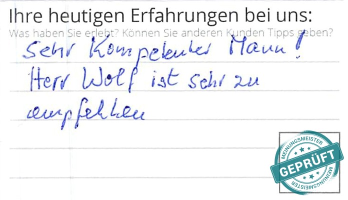 Digitalisierter Text des Meinungsmeister Bewertungsbogens