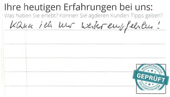 Digitalisierter Text des Meinungsmeister Bewertungsbogens