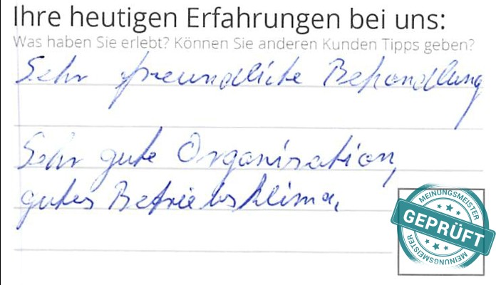 Digitalisierter Text des Meinungsmeister Bewertungsbogens