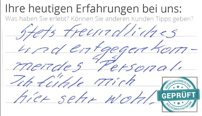 Digitalisierter Text des Meinungsmeister Bewertungsbogens