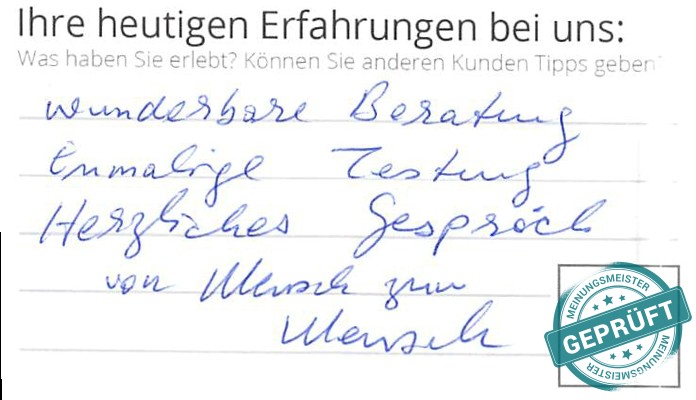 Digitalisierter Text des Meinungsmeister Bewertungsbogens